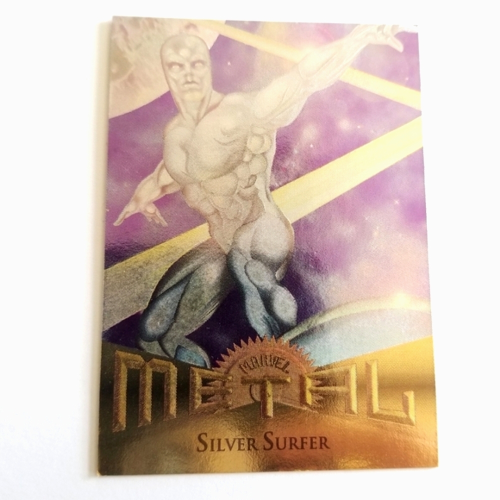 Vintage Marvel Metal trading card from 1995 Silver Surfer card #18
